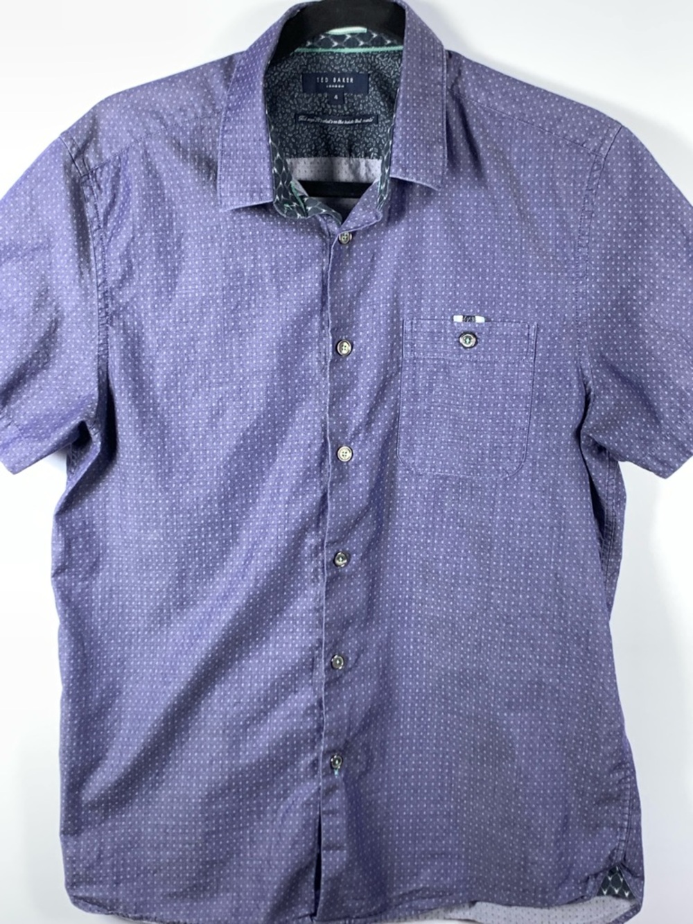 Ted Baker Purple Dot Short Sleeve Button-Up Shirt